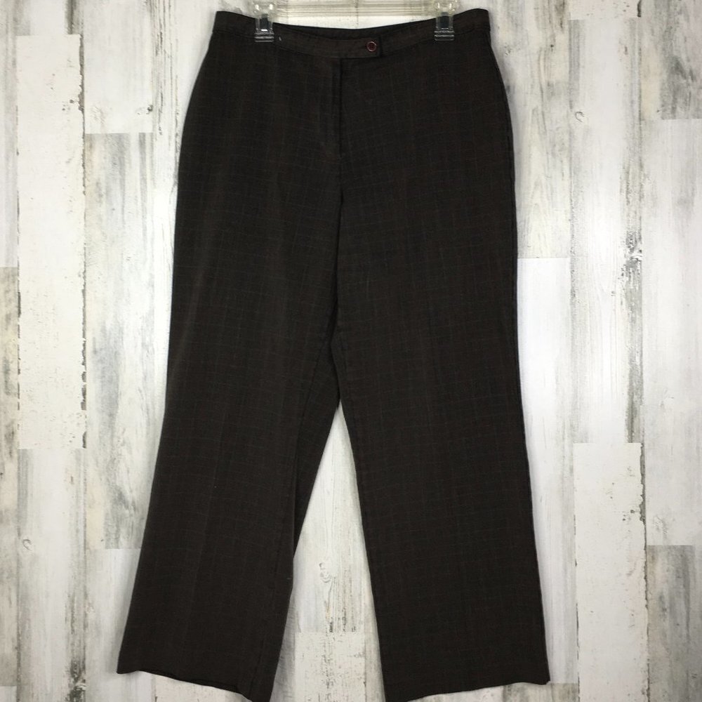 Investments Muted Plaid Brown Pants 14 Short